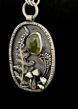 Load image into Gallery viewer, Vesuvianite and fern pendant with handmade paper clip chain.