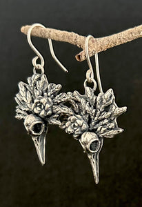 Sterling Hummingbird and pine leaves earrings