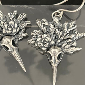 Sterling Hummingbird and pine leaves earrings