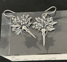 Load image into Gallery viewer, Sterling Hummingbird and pine leaves earrings