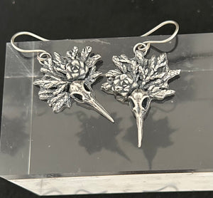 Sterling Hummingbird and pine leaves earrings