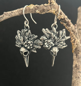 Sterling Hummingbird and pine leaves earrings