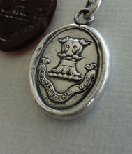 Load image into Gallery viewer, By the Strength Of God, antique wax seal impression, sterling silver, religious, faith, panther, silver necklace, latin, handmade jewellery