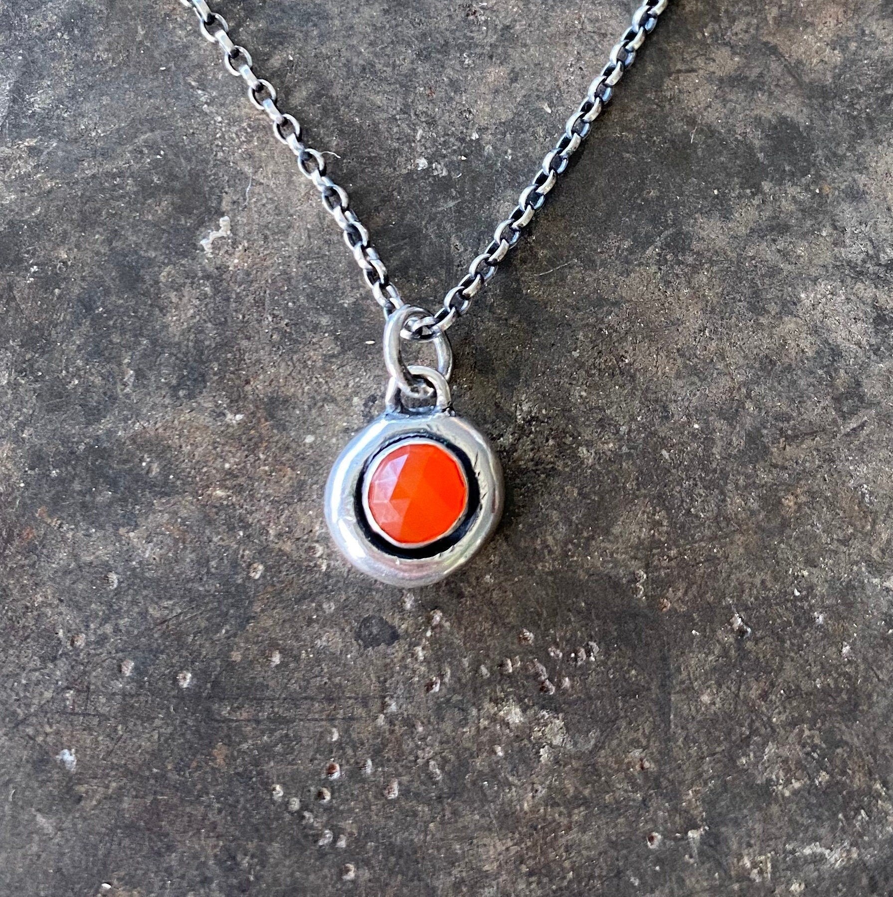 Sterling silver deals carnelian necklace